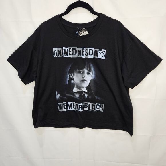 Rue21 MGM Wednesday Adams Crop Top Black Tee Size XL - Picture 1 of 7